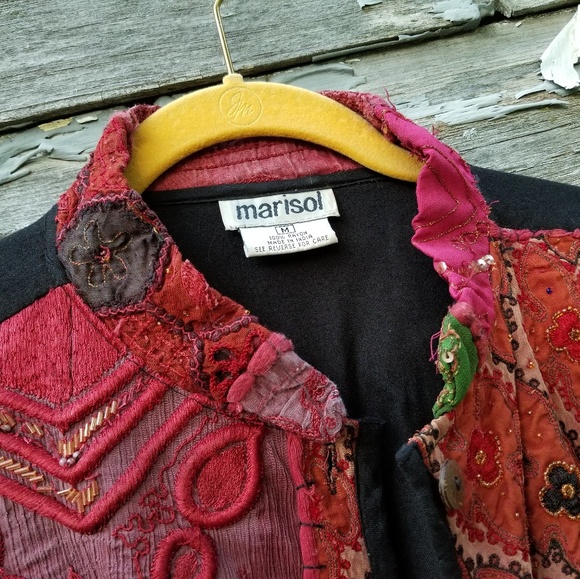 Boho Embroidered Vest Jacket Textile Art - Picture 2 of 7